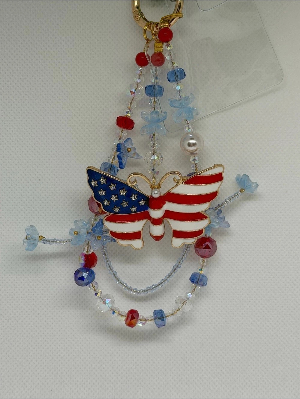 Patriotic Butterfly Keychain / Phone Chain